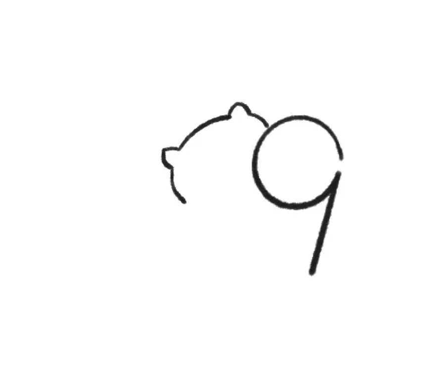 数字变形记：用数字9创作打盹猫咪的趣味简笔画-8