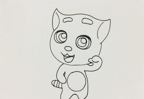 轻松绘制卡通汤姆猫全身简笔画 彩色可爱汤姆猫分步教程-3